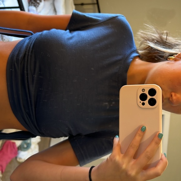 SHEIN cinched sides navy crop top size XS - Picture 2 of 2